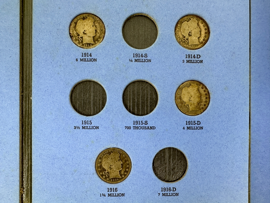 Collection Of (5) Barber, Liberty Head 'Morgan' Silver Quarters From 1909-1916 [Photo 3]