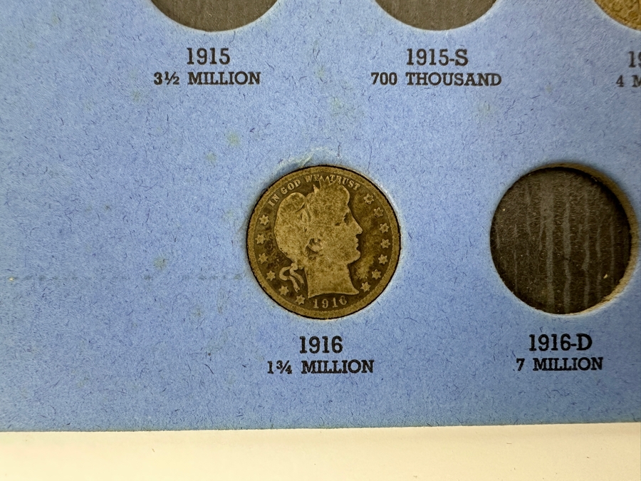 Collection Of (5) Barber, Liberty Head 'Morgan' Silver Quarters From 1909-1916 [Photo 5]