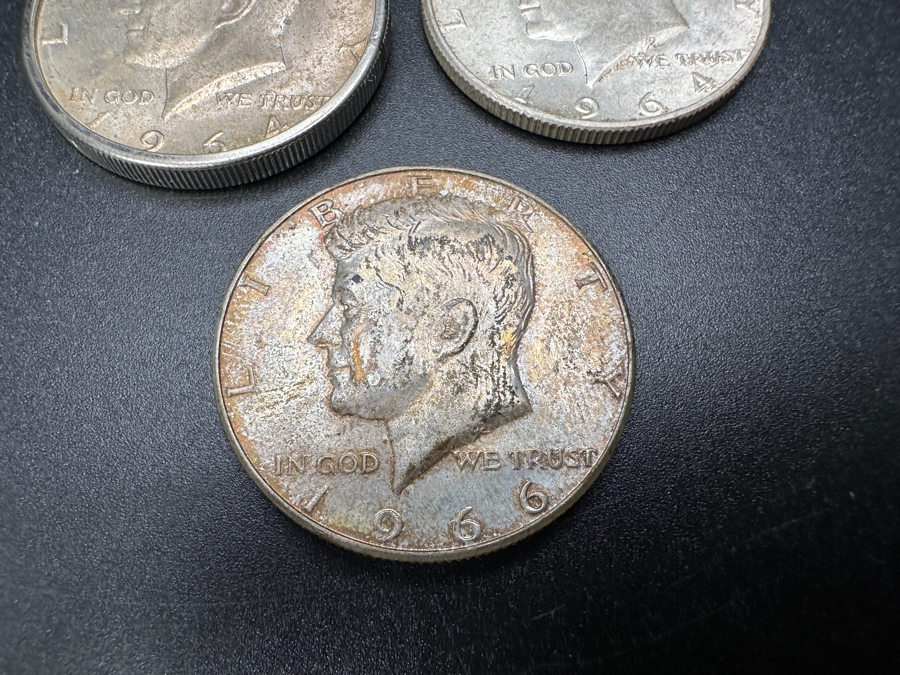 (2) 1964 Kennedy Silver Half Dollars And (1) 1966 Kennedy Silver Half Dollar [Photo 6]