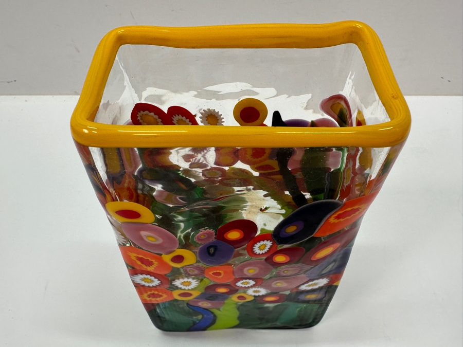 Signed Mad Art Wildflower Art Glass Vase 6.25H [Photo 2]