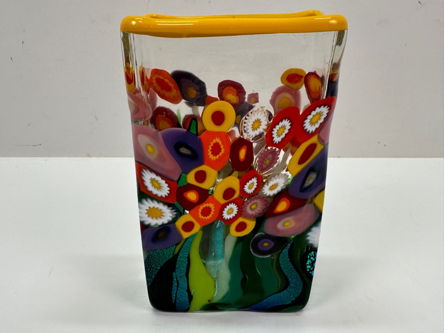 Signed Mad Art Wildflower Art Glass Vase 6.25H [Photo 4]