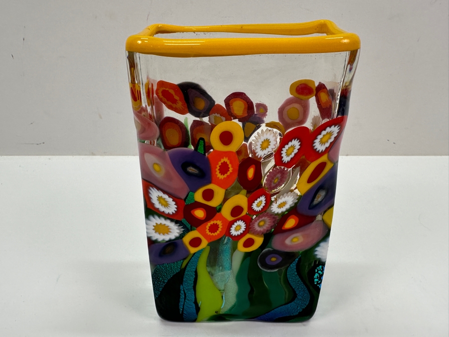 Signed Mad Art Wildflower Art Glass Vase 6.25H [Photo 5]