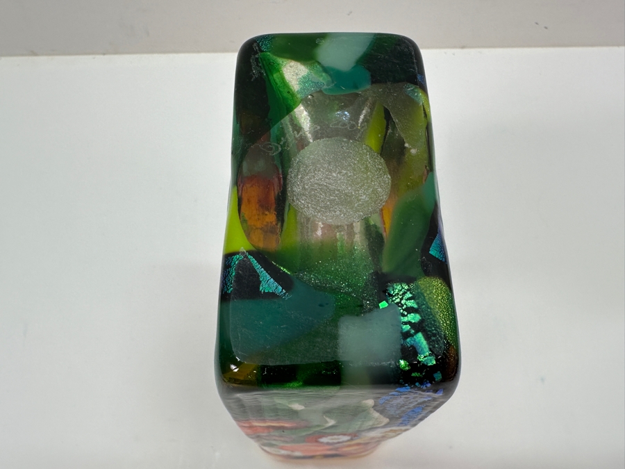 Signed Mad Art Wildflower Art Glass Vase 6.25H [Photo 6]