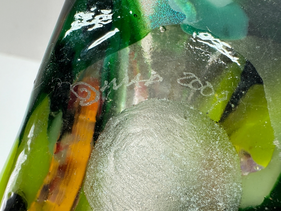 Signed Mad Art Wildflower Art Glass Vase 6.25H [Photo 7]