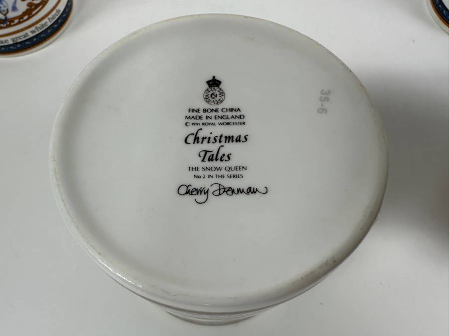 (4) Royal Worcester Fine Bone China Mugs Cups Christmas Tales The Snow Queen By Cherry Denman [Photo 4]
