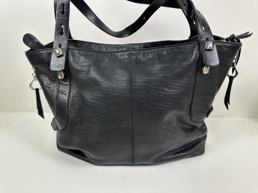 Francesco Biasia Black Leather Tote Handbag [Photo 3]