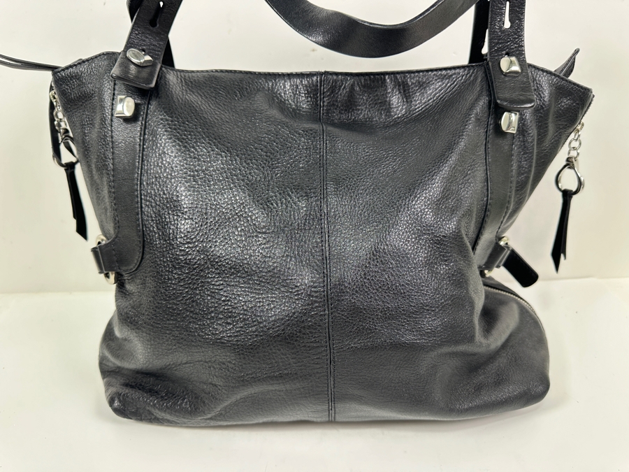 Francesco Biasia Black Leather Tote Handbag [Photo 4]