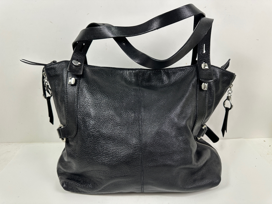 Francesco Biasia Black Leather Tote Handbag [Photo 2]