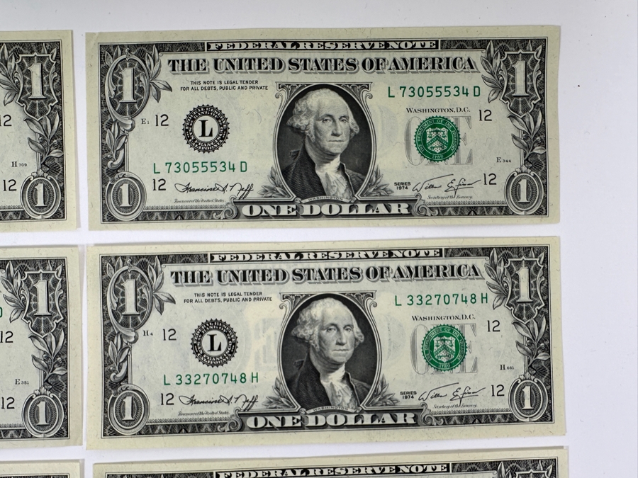 (22) Uncirculated One $1 Dollar Bills From The 1974 & 1977 And (1) 1976 Uncirculated $2 Dollar Bill [Photo 6]
