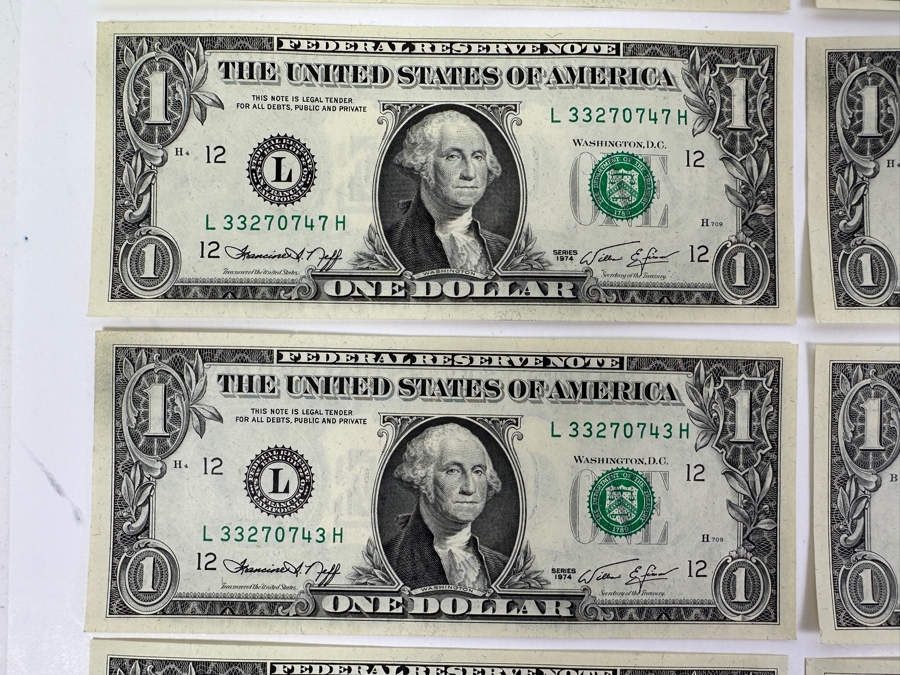 (22) Uncirculated One $1 Dollar Bills From The 1974 & 1977 And (1) 1976 Uncirculated $2 Dollar Bill [Photo 7]