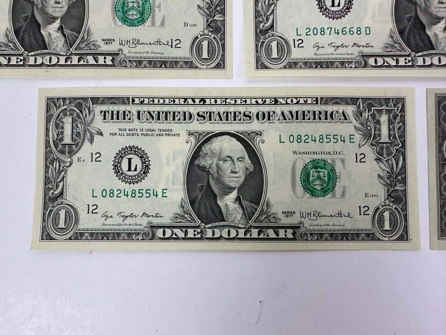 (22) Uncirculated One $1 Dollar Bills From The 1974 & 1977 And (1) 1976 Uncirculated $2 Dollar Bill [Photo 15]
