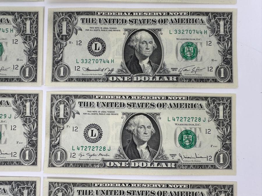 (22) Uncirculated One $1 Dollar Bills From The 1974 & 1977 And (1) 1976 Uncirculated $2 Dollar Bill [Photo 10]