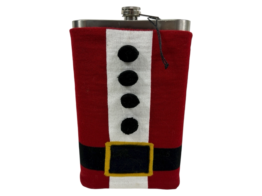 Large 64oz Stainless Steel Flask With Santa Claus Suit Sleeve 11.5H