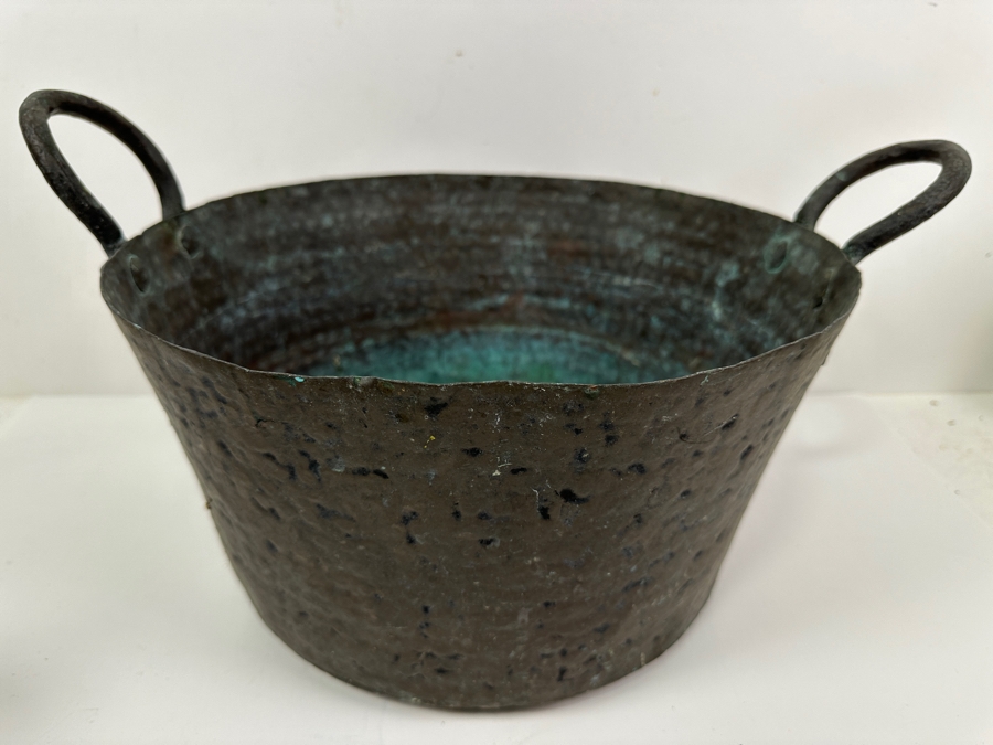 Hammered Copper Pot With Handles 14W X 7.5H [Photo 2]