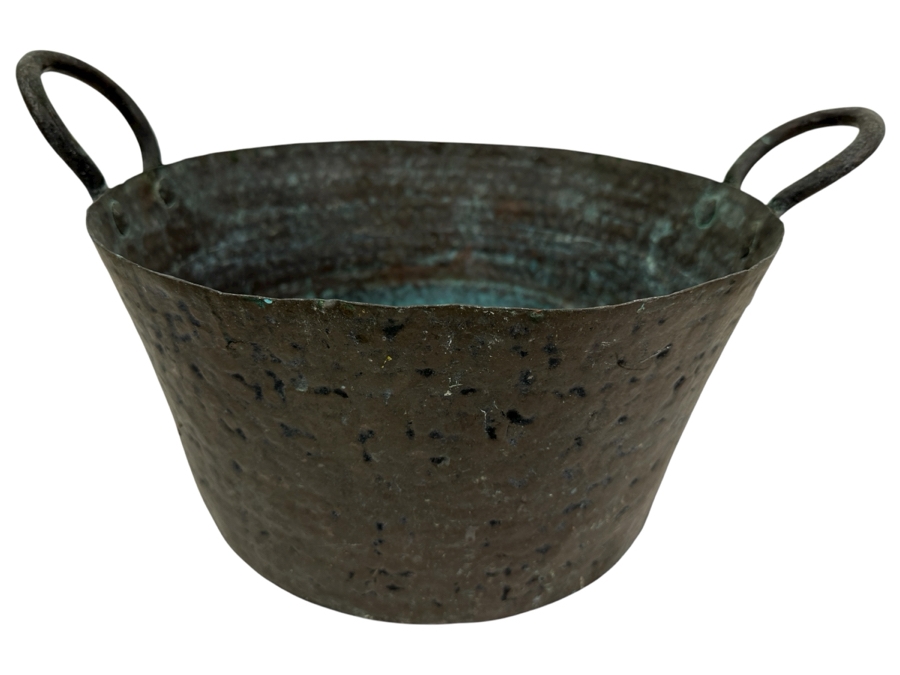 Hammered Copper Pot With Handles 14W X 7.5H
