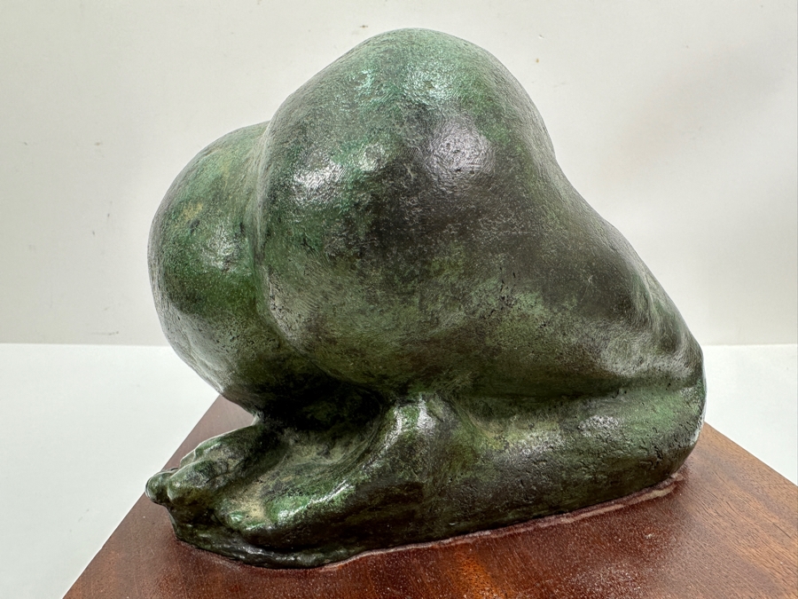 Vintage Bronze Sculpture Of A Woman On Wooden Base Signed M. Stork 11W X 7D X 5.5H [Photo 13]