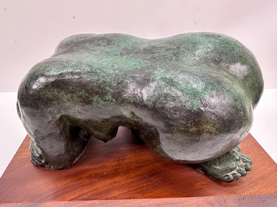 Vintage Bronze Sculpture Of A Woman On Wooden Base Signed M. Stork 11W X 7D X 5.5H [Photo 10]