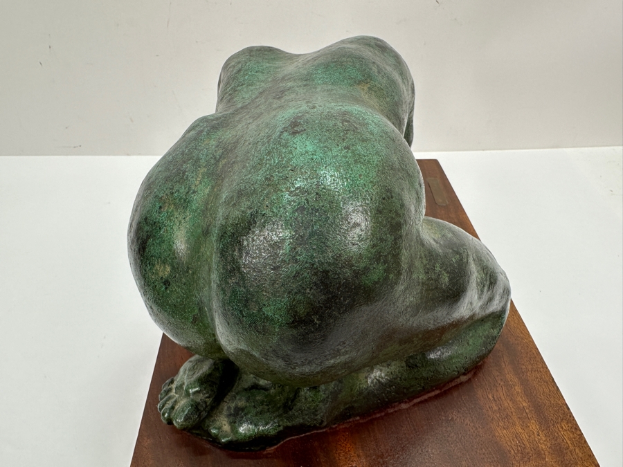 Vintage Bronze Sculpture Of A Woman On Wooden Base Signed M. Stork 11W X 7D X 5.5H [Photo 14]