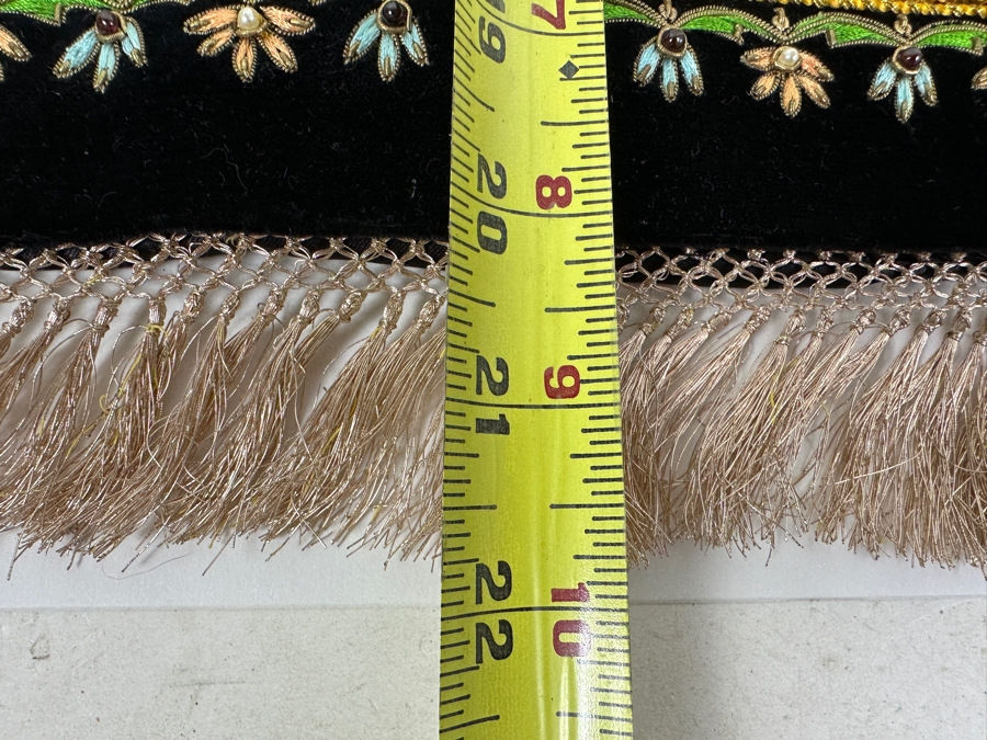 Vintage Zardozi Embroidered Wall Hanging Tapestry With Semi-Precious Stones 26 X 21 [Photo 20]