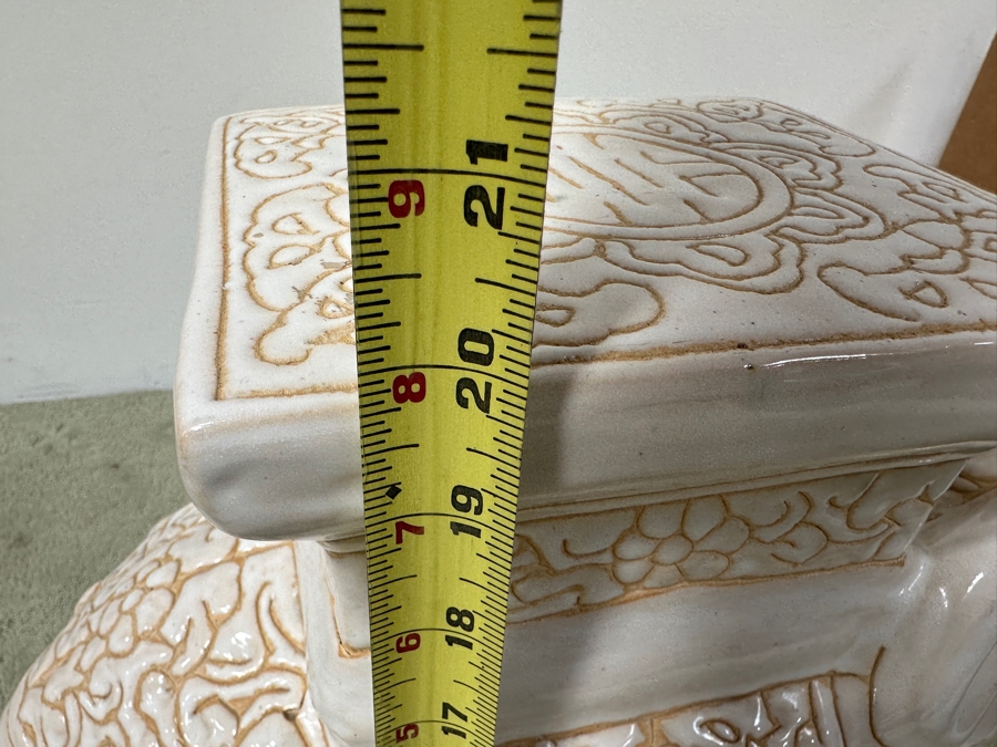 Contemporary White Ceramic Elephant Garden Stool Plant Stand 21W X 20H [Photo 6]