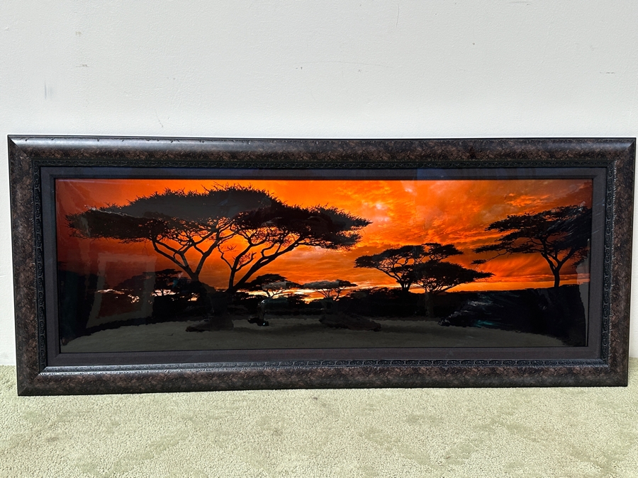 Thomas D. Mangelsen (B. 1946, American) Land Of The Rising Sun - Serengeti National Park In Tanzania Fine Art Photograph 45.5'W X 15'H Framed 53.5' X 22' Retails $3,000 [Photo 2]