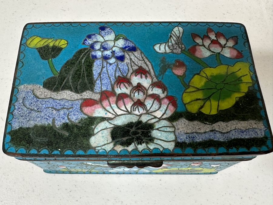 Antique Chinese Ching Dynasty Cloisonne Box 5.25 X 3 X 2.5 [Photo 4]