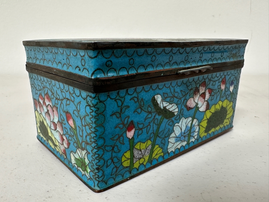 Antique Chinese Ching Dynasty Cloisonne Box 5.25 X 3 X 2.5 [Photo 5]