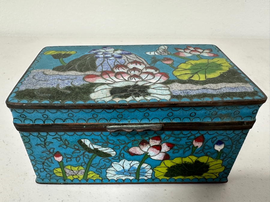 Antique Chinese Ching Dynasty Cloisonne Box 5.25 X 3 X 2.5 [Photo 2]