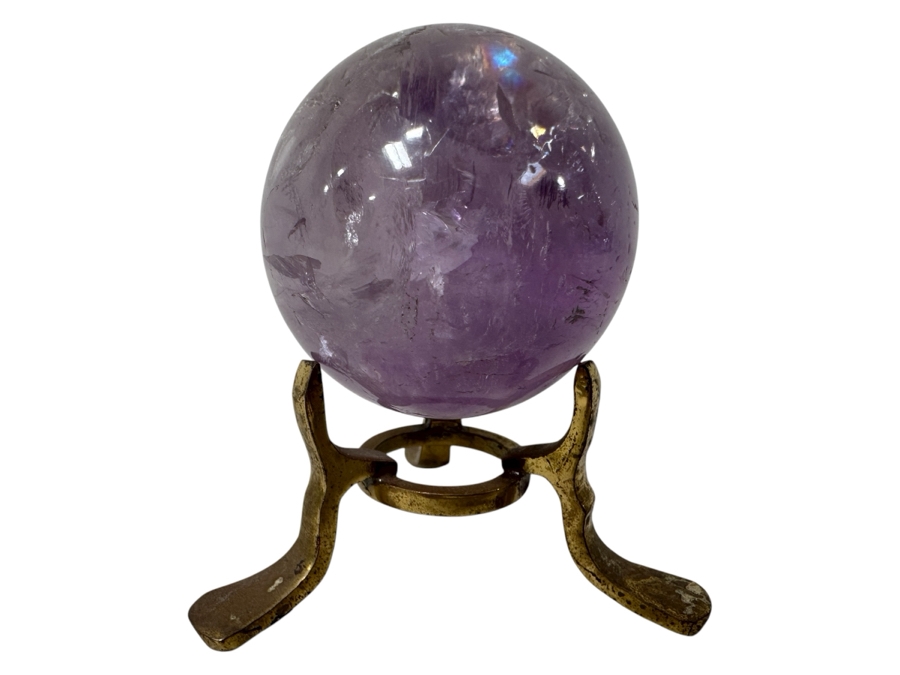 Just Added - Amethyst Sphere On A Metal Base 3H Including Stand