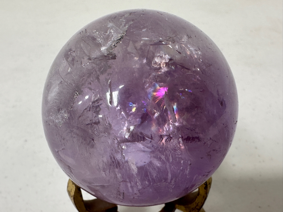Just Added - Amethyst Sphere On A Metal Base 3H Including Stand [Photo 8]