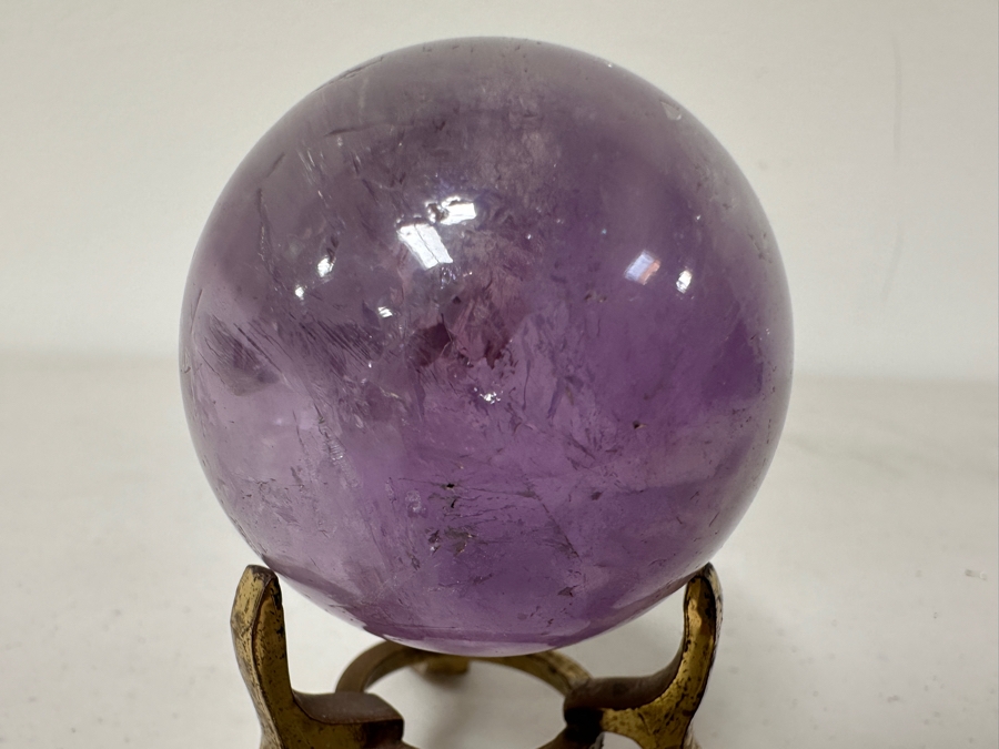 Just Added - Amethyst Sphere On A Metal Base 3H Including Stand [Photo 5]