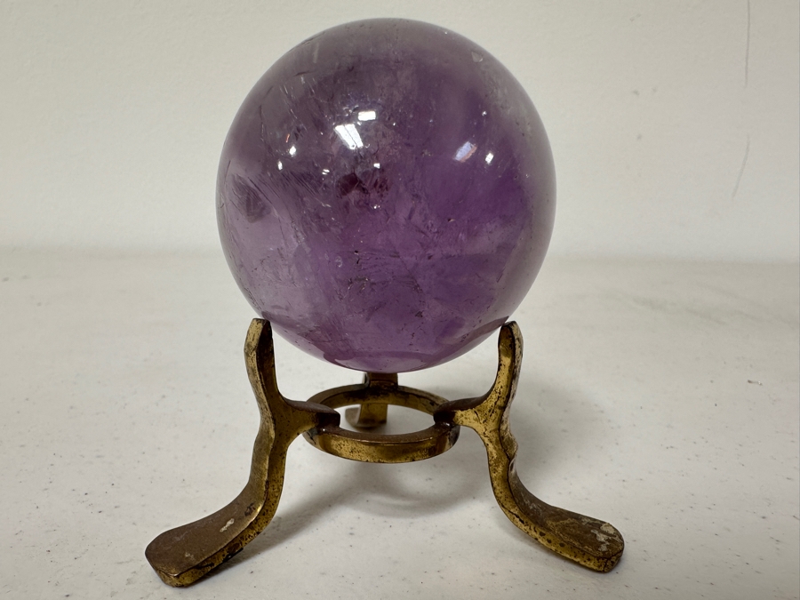Just Added - Amethyst Sphere On A Metal Base 3H Including Stand [Photo 4]
