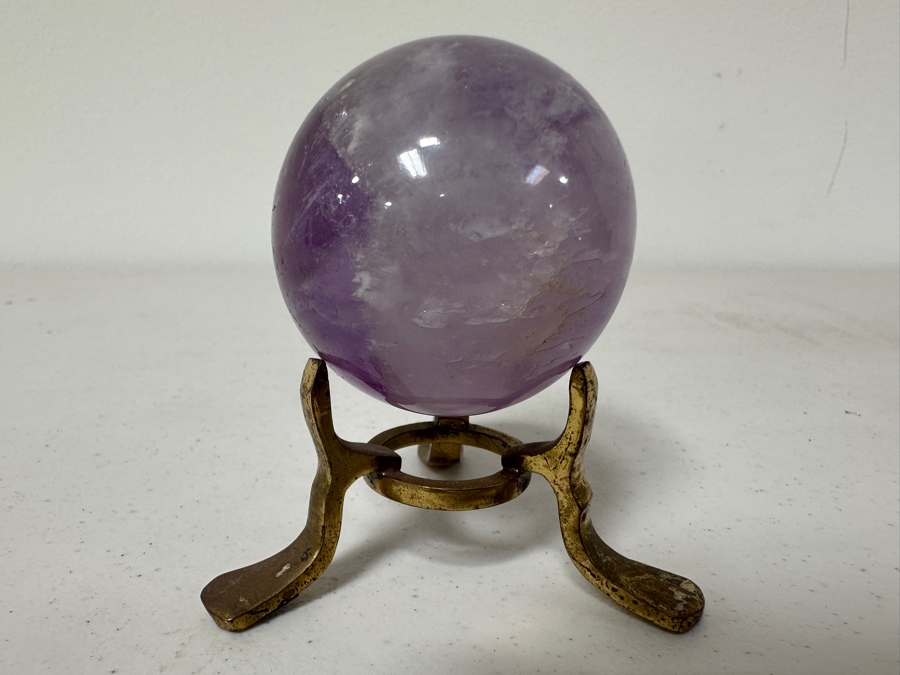 Just Added - Amethyst Sphere On A Metal Base 3H Including Stand [Photo 2]