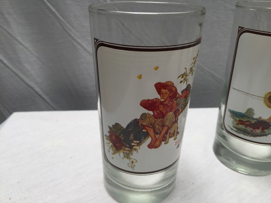 Norman Rockwell Glasses Set of 4