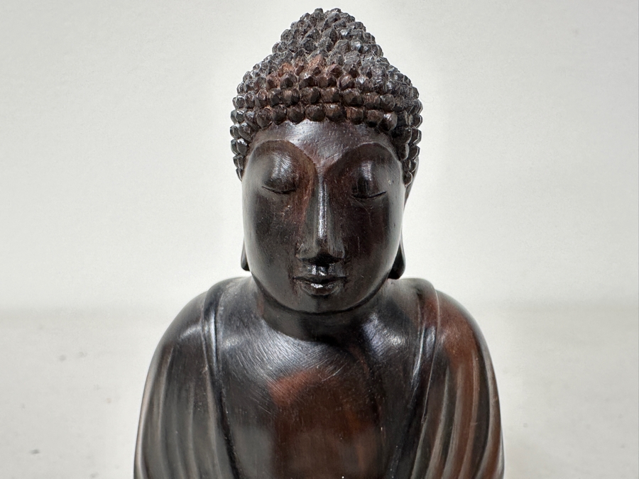 Just Added - Carved Wooden Buddha Statue 4.5H [Photo 2]