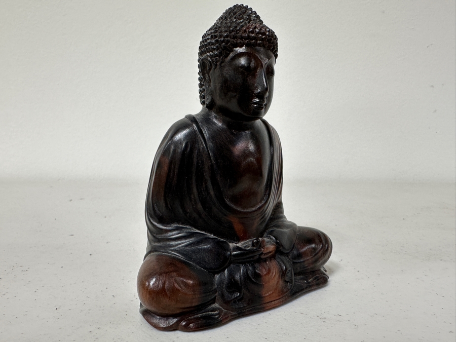 Just Added - Carved Wooden Buddha Statue 4.5H [Photo 4]