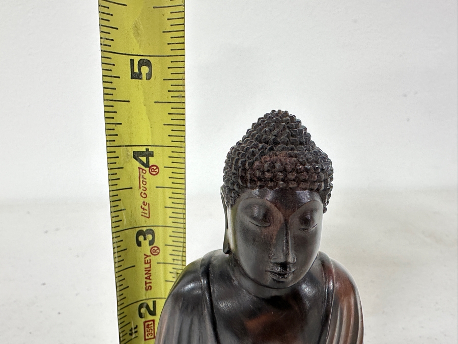 Just Added - Carved Wooden Buddha Statue 4.5H [Photo 8]