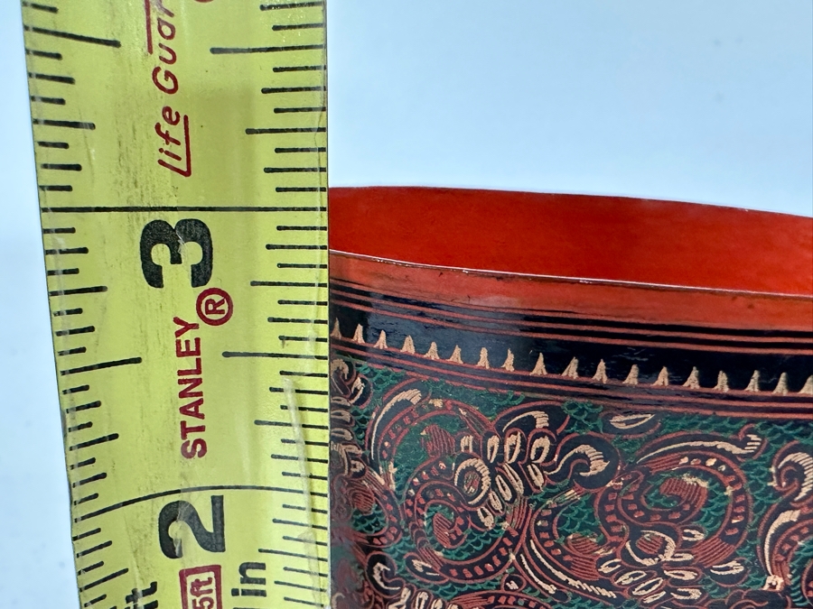 Just Added - Burmese Lacquerware Bowl Featuring Elephants 4W X 2.75H [Photo 7]