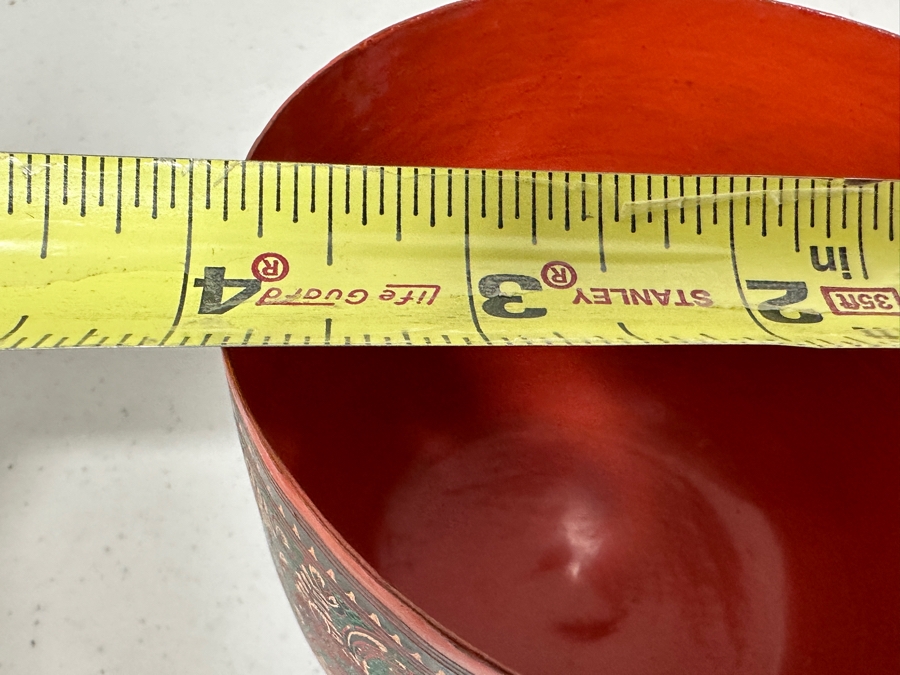 Just Added - Burmese Lacquerware Bowl Featuring Elephants 4W X 2.75H [Photo 8]