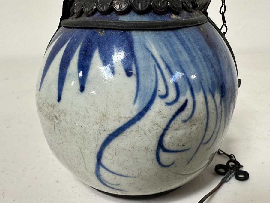 Just Added - Antique Chinese Porcelain Blue De Hue Opium Water Pipe Vietnamese Hookah 3.5W X 3.5H [Photo 4]