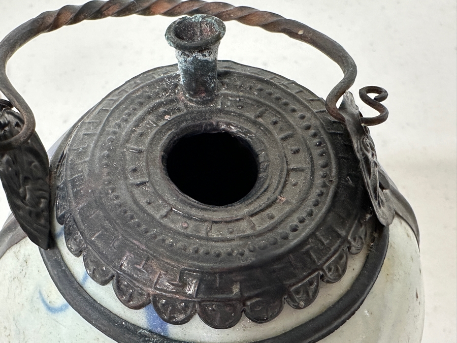 Just Added - Antique Chinese Porcelain Blue De Hue Opium Water Pipe Vietnamese Hookah 3.5W X 3.5H [Photo 15]