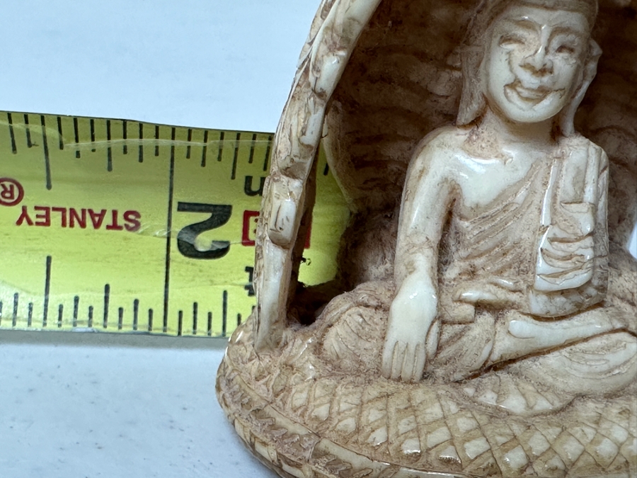 Old Hand Carved Bone Buddha Statue 2W X 2.5H [Photo 15]