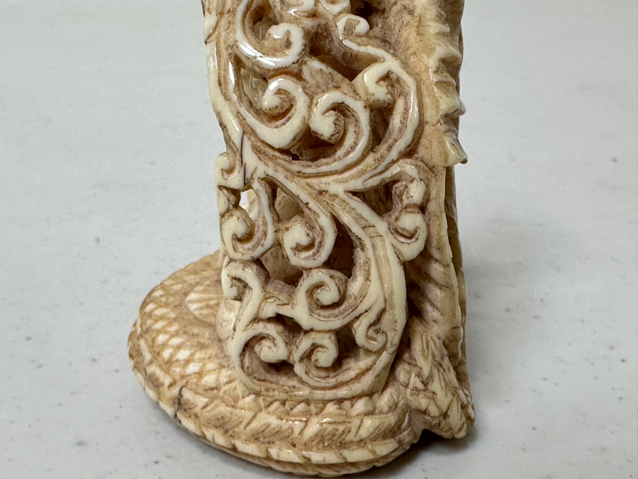 Old Hand Carved Bone Buddha Statue 2W X 2.5H [Photo 10]