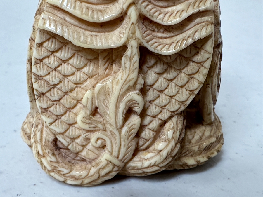 Old Hand Carved Bone Buddha Statue 2W X 2.5H [Photo 11]