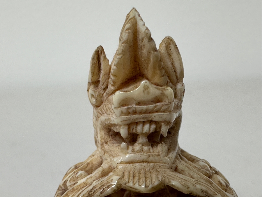 Old Hand Carved Bone Buddha Statue 2W X 2.5H [Photo 8]