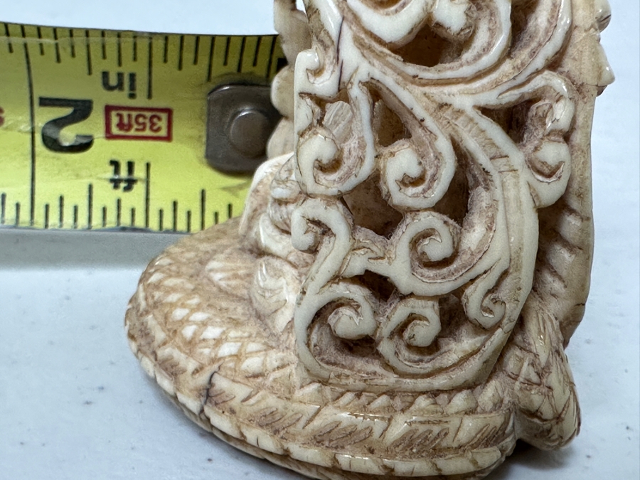 Old Hand Carved Bone Buddha Statue 2W X 2.5H [Photo 16]