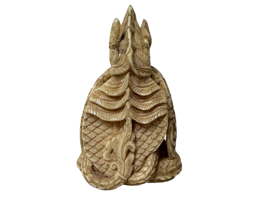 Old Hand Carved Bone Buddha Statue 2W X 2.5H [Photo 4]