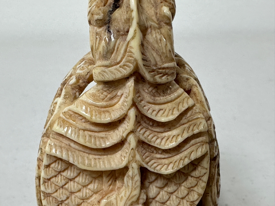 Old Hand Carved Bone Buddha Statue 2W X 2.5H [Photo 12]
