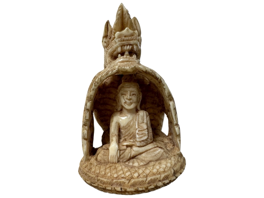 Old Hand Carved Bone Buddha Statue 2W X 2.5H [Photo 2]