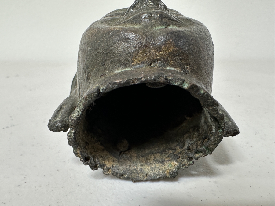 Old Bronze Buddha Head Statue 4H [Photo 8]